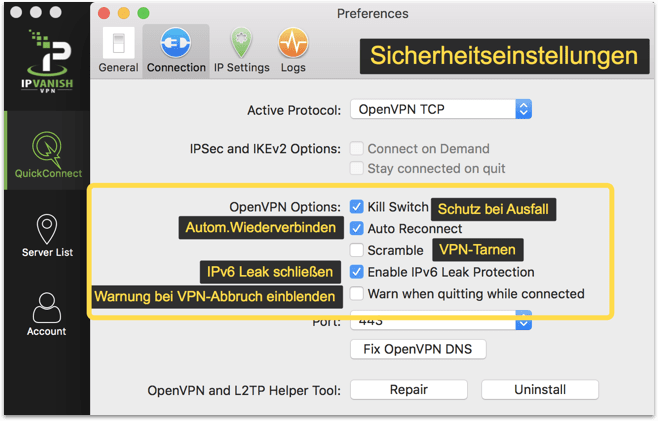 Sicherheitseinstellungen